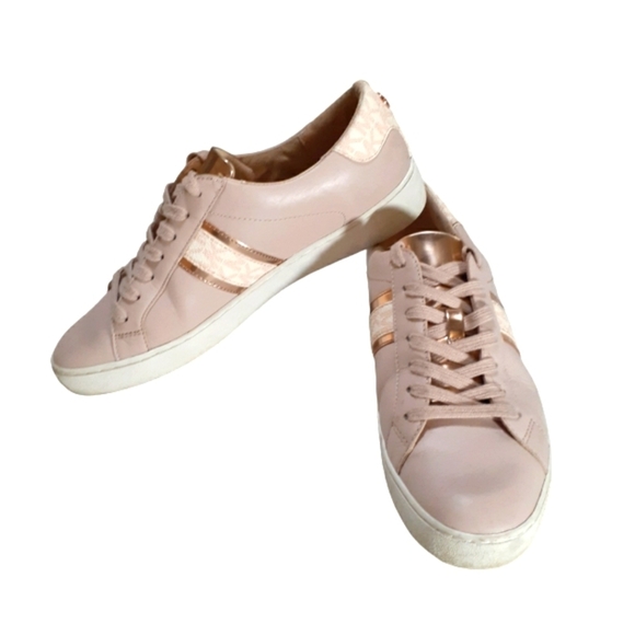MICHAEL KORS Pink Leather Sneaker Tennis Shoes size 10 - Picture 1 of 7